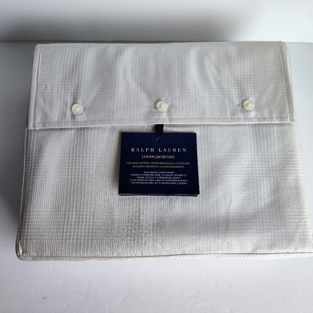 Ralph Lauren Platinum Jaquard Full/Queen Duvet Cover